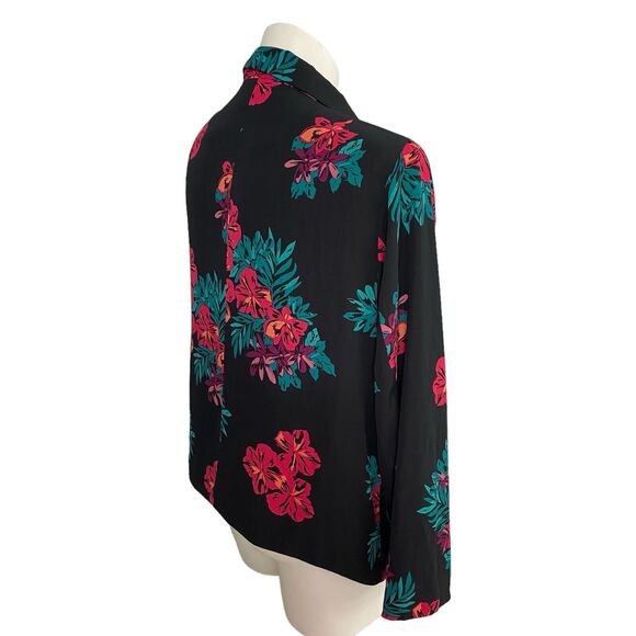 GNW Blazer Womens XL Floral Chiffon Jacket Work Office Casual Church Shawl Lapel - Picture 5 of 15